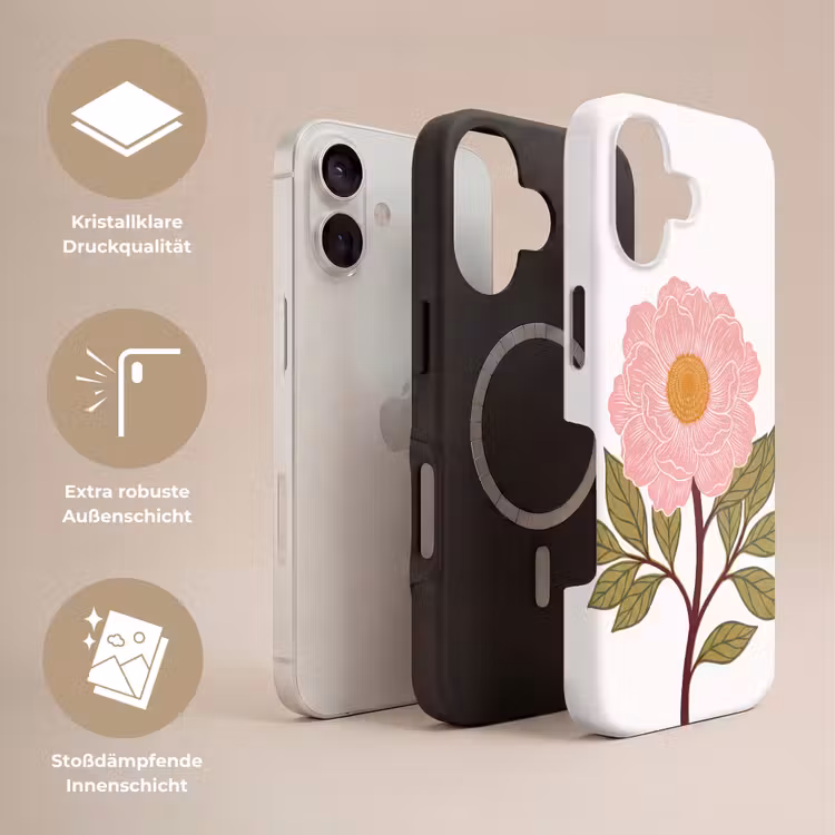 Handyhülle Toughcase - Blumen – Rosa – Illustration - Bloemen - Roze - Illustratie Toughcase MagSafe Apple iPhone 17 klein