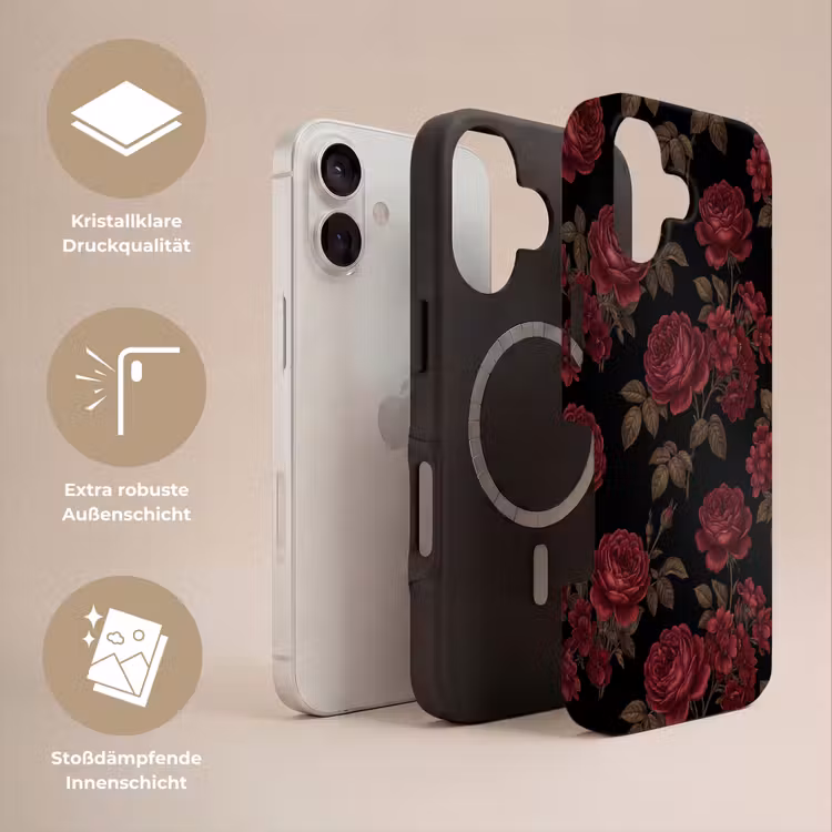 Bloemen - Roos - Patroon - Klassiek - Rood Toughcase MagSafe Apple iPhone 17 klein -USP_Lagen_DE