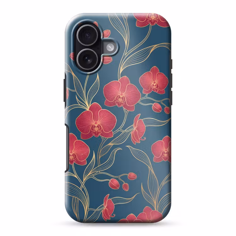 Handyhülle Toughcase - Blumen – Rot – Gold - Bloemen - Rood - Goud Toughcase MagSafe Apple iPhone 17 klein