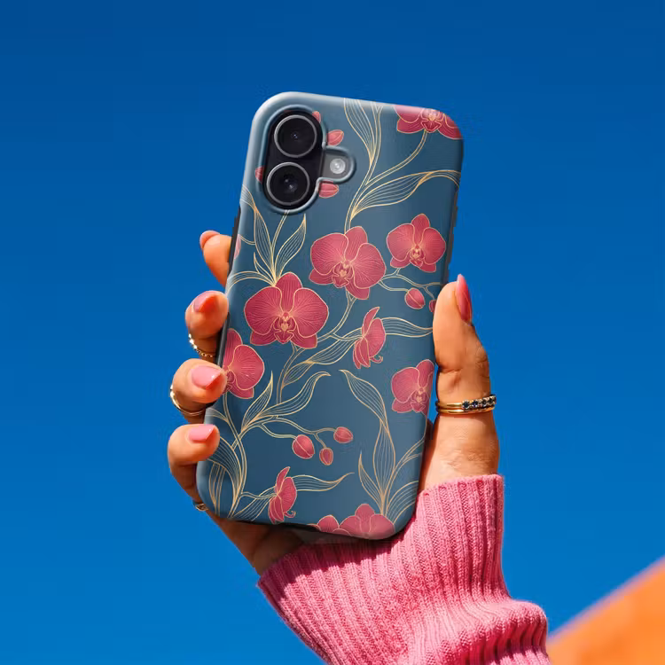Handyhülle Toughcase - Blumen – Rot – Gold - Bloemen - Rood - Goud Toughcase MagSafe Apple iPhone 17 klein