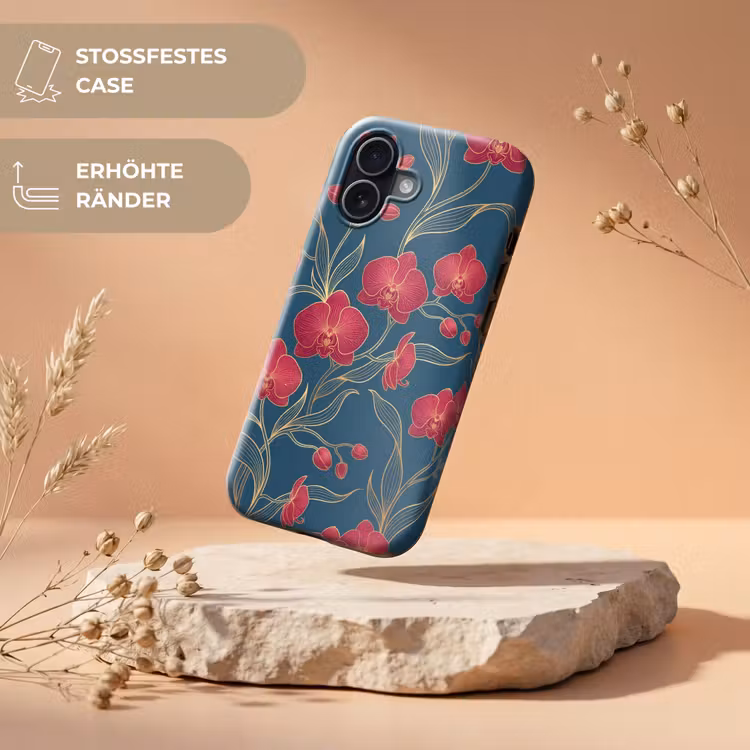 Handyhülle Toughcase - Blumen – Rot – Gold - Bloemen - Rood - Goud Toughcase MagSafe Apple iPhone 17 klein