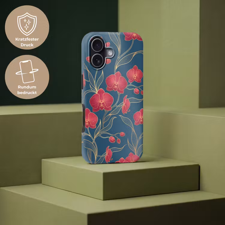Handyhülle Toughcase - Blumen – Rot – Gold - Bloemen - Rood - Goud Toughcase MagSafe Apple iPhone 17 klein