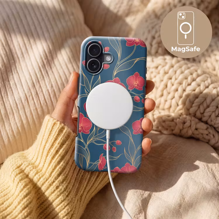 Handyhülle Toughcase - Blumen – Rot – Gold - Bloemen - Rood - Goud Toughcase MagSafe Apple iPhone 17 klein