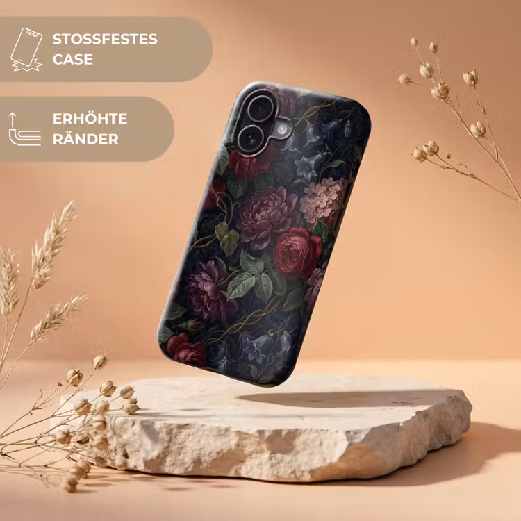 Bloemen - Rood - Klassiek - Donker - Patroon Toughcase MagSafe Apple iPhone 17 klein -USP_RandenV_DE