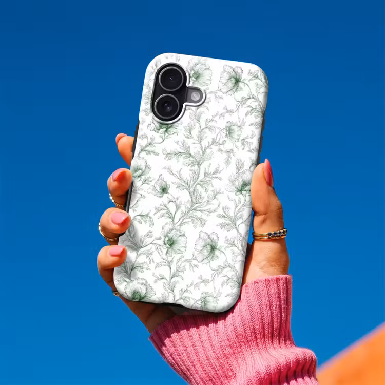 Bloemen - Getekend - Groen Toughcase MagSafe Apple iPhone 17 klein 1017 -Sfeer1V