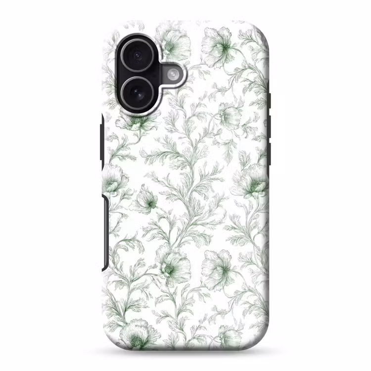 Bloemen - Getekend - Groen Toughcase MagSafe Apple iPhone 17 klein 1017 -3d