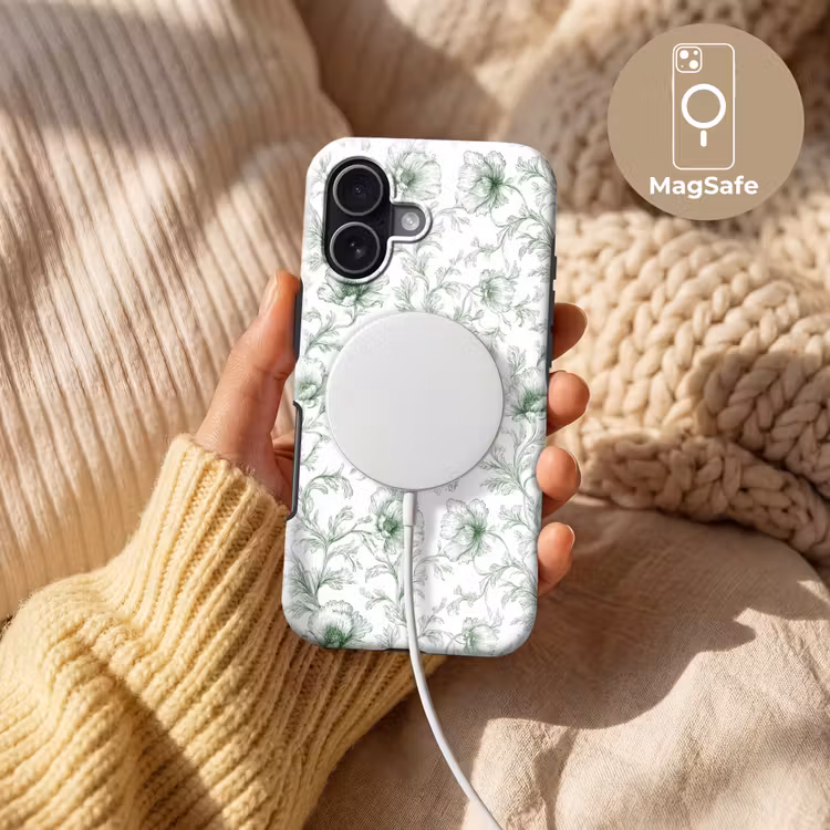 Bloemen - Getekend - Groen Toughcase MagSafe Apple iPhone 17 klein 1017 -USP_MagsafeV