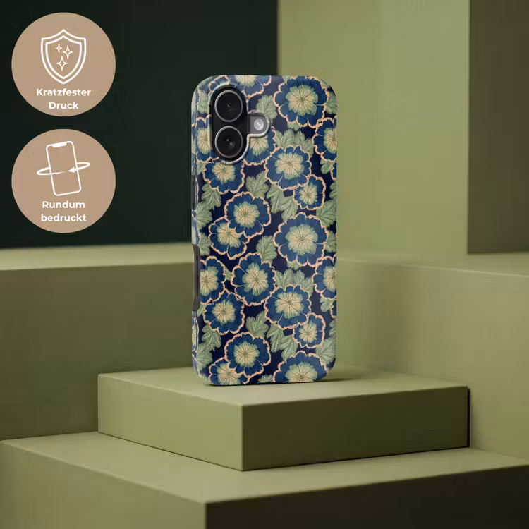 Bloemen - Borduurwerk - Patroon - Blauw - Groen Toughcase MagSafe Apple iPhone 17 klein 1017 -USP_PrintM_DE