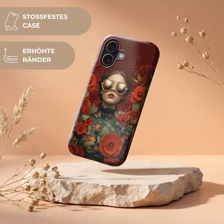 Bloemen - Dieprood - Zonnebril - Vrouw Toughcase MagSafe Apple iPhone 17 klein -USP_RandenV_DE