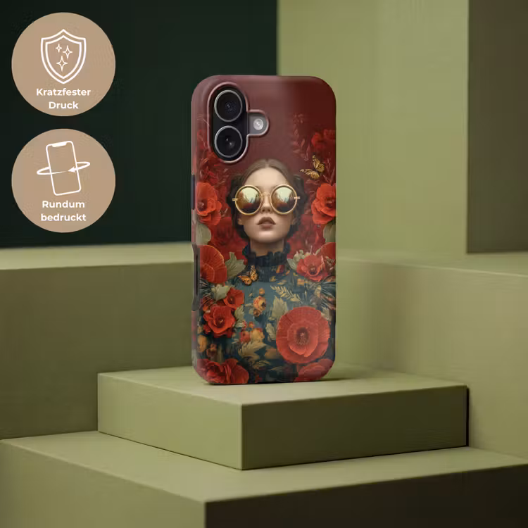 Bloemen - Dieprood - Zonnebril - Vrouw Toughcase MagSafe Apple iPhone 17 klein -USP_PrintM_DE