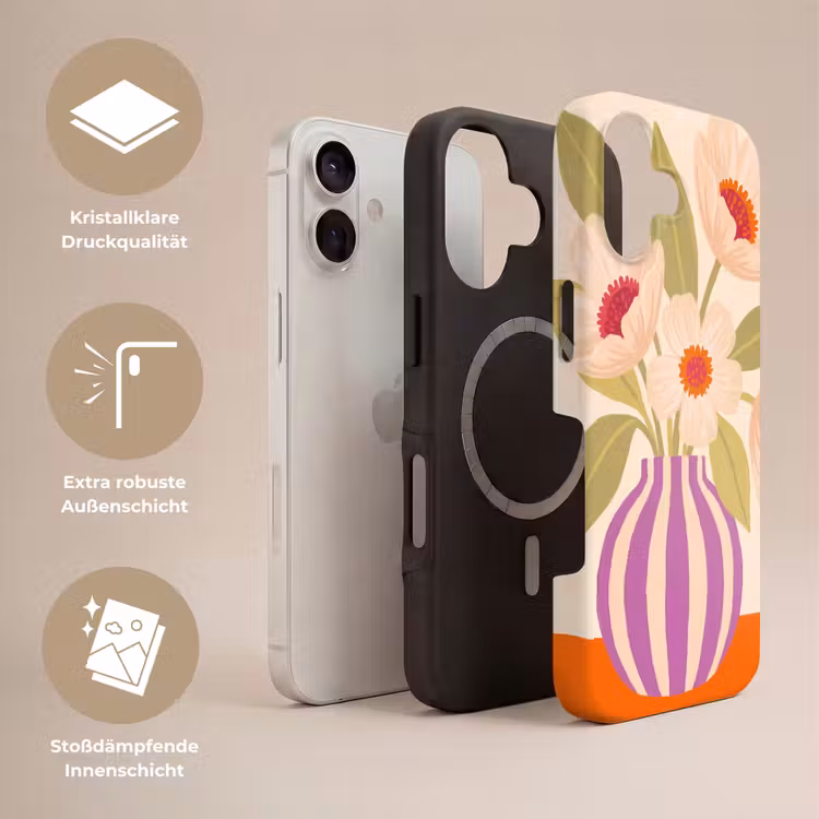 Bloemen - Vaas - Abstract - Paars - Oranje Toughcase MagSafe Apple iPhone 17 klein -USP_Lagen_DE