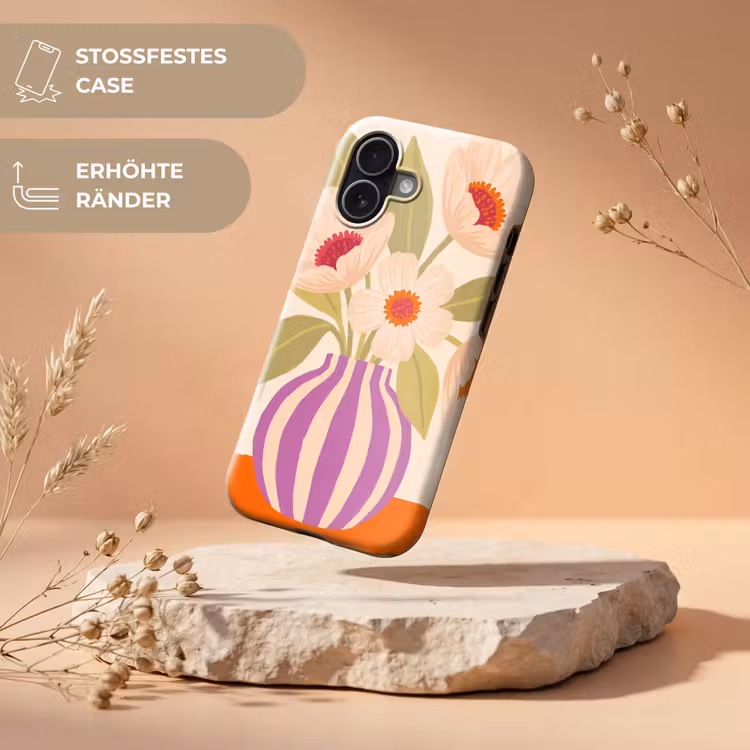 Bloemen - Vaas - Abstract - Paars - Oranje Toughcase MagSafe Apple iPhone 17 klein -USP_RandenV_DE