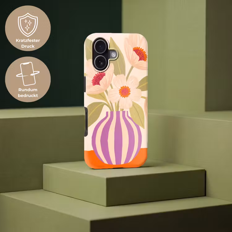 Bloemen - Vaas - Abstract - Paars - Oranje Toughcase MagSafe Apple iPhone 17 klein -USP_PrintM_DE