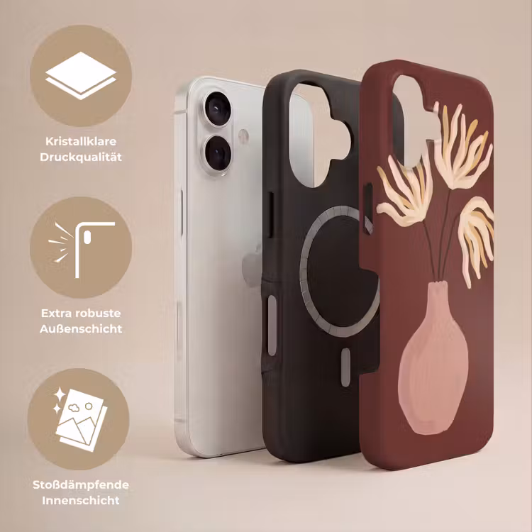 Bloemen - Vaas - Abstract - Modern - Aardetinten Toughcase MagSafe Apple iPhone 17 klein -USP_Lagen_DE
