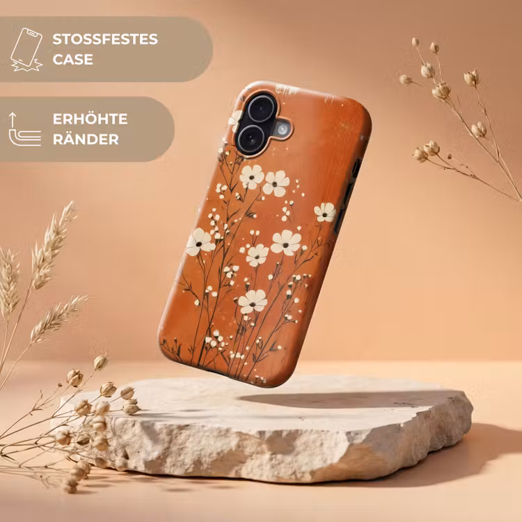 Bloemen - Wit - Subtiel - Roestkleur Toughcase MagSafe Apple iPhone 17 klein -USP_RandenV_DE