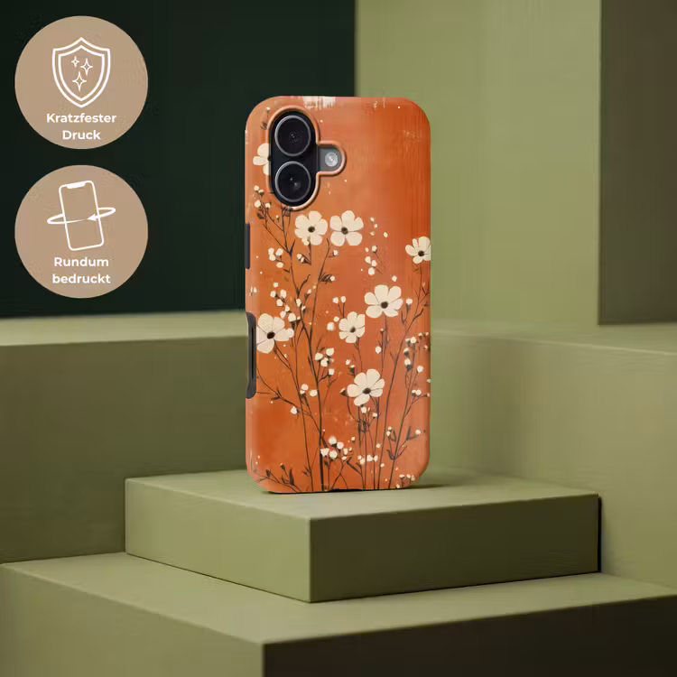 Bloemen - Wit - Subtiel - Roestkleur Toughcase MagSafe Apple iPhone 17 klein -USP_PrintM_DE