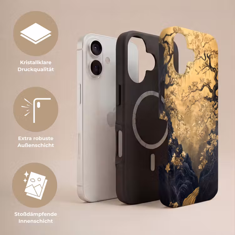 Bloemen - Takken - Goud - Sierlijk Toughcase MagSafe Apple iPhone 17 klein -USP_Lagen_DE