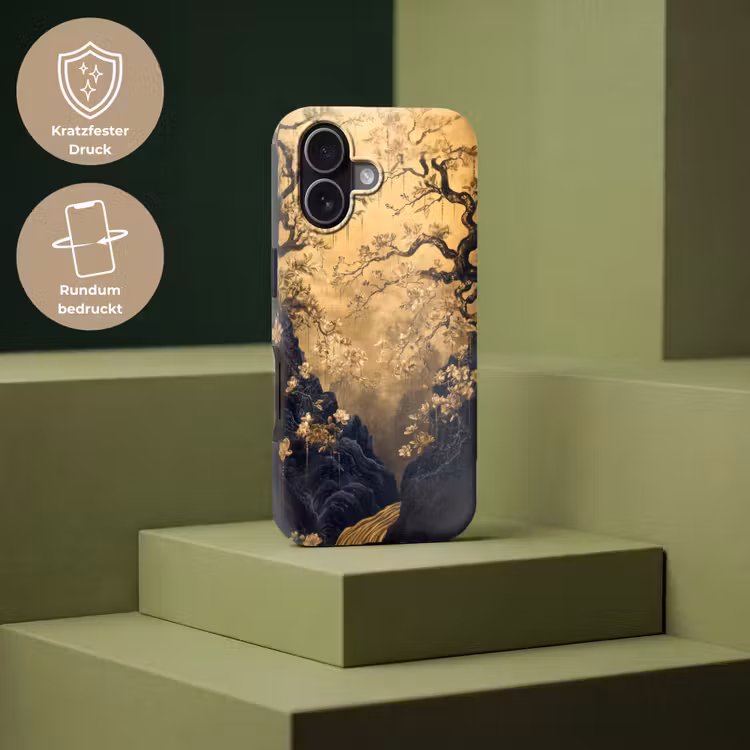 Bloemen - Takken - Goud - Sierlijk Toughcase MagSafe Apple iPhone 17 klein -USP_PrintM_DE