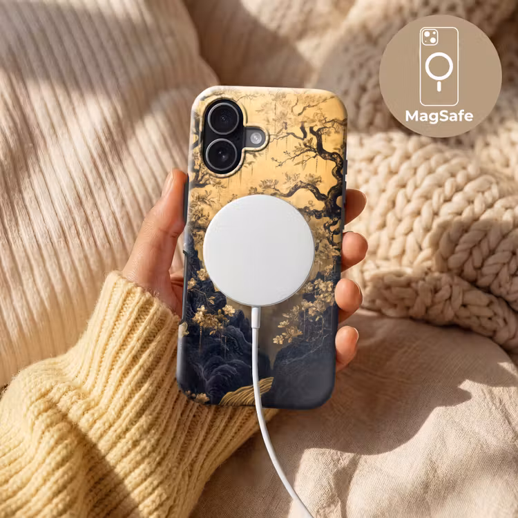 Bloemen - Takken - Goud - Sierlijk Toughcase MagSafe Apple iPhone 17 klein -USP_MagsafeV
