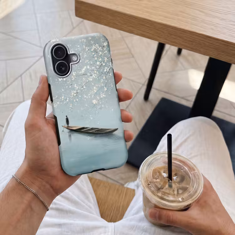 Bloesems - Minimalistisch - Wateroppervlak - Boot Toughcase MagSafe Apple iPhone 17 klein -Sfeer1M