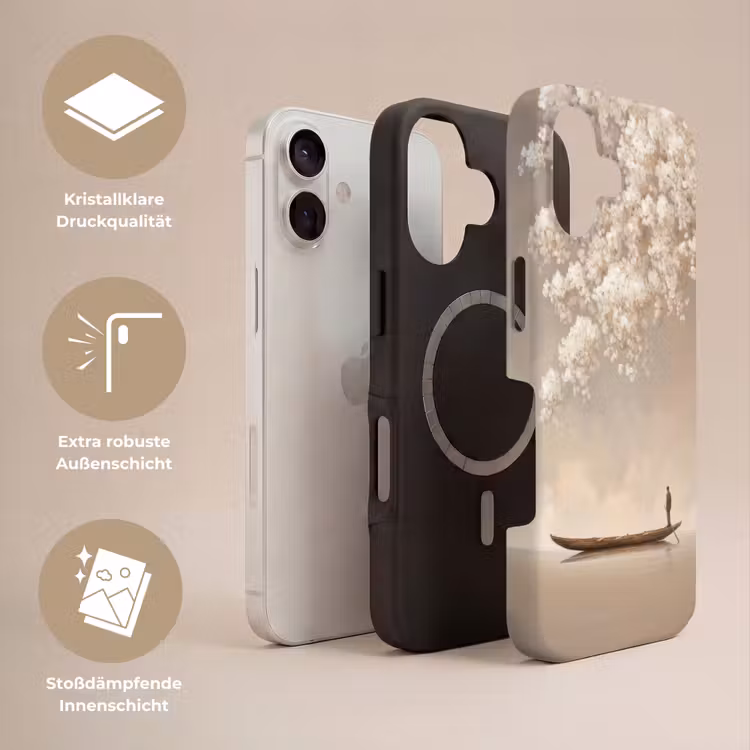 Bloesems - Wit - Boot - Minimalistisch Toughcase MagSafe Apple iPhone 17 klein -USP_Lagen_DE