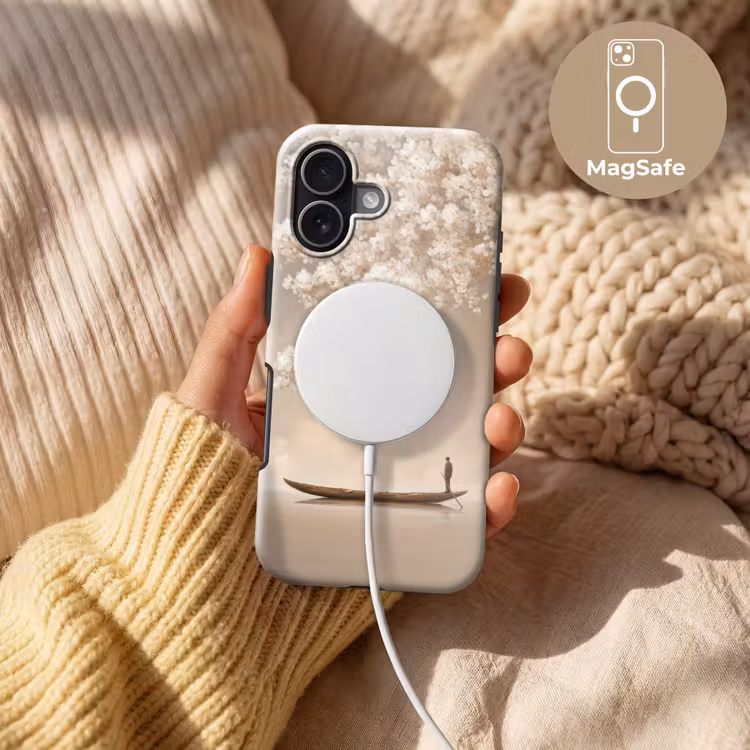 Bloesems - Wit - Boot - Minimalistisch Toughcase MagSafe Apple iPhone 17 klein -USP_MagsafeV