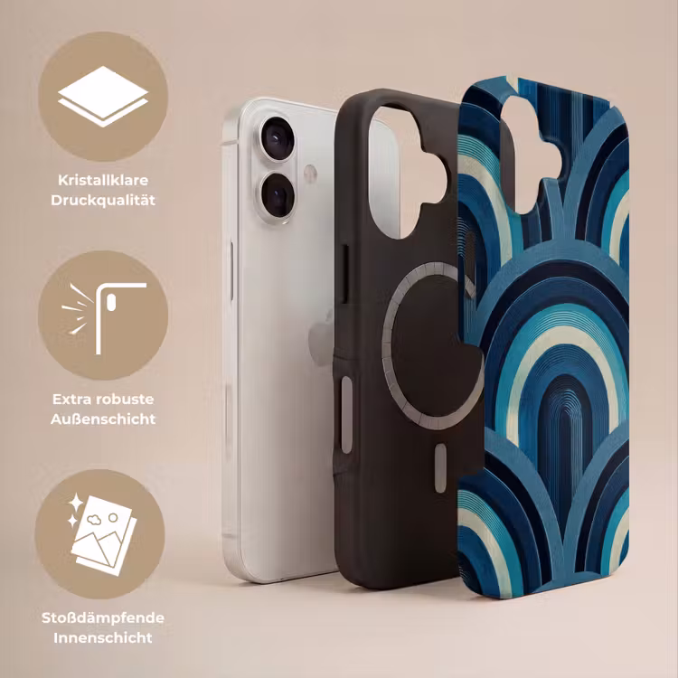 Bogen - Geometrisch - Patroon - Blauw - Retro Toughcase MagSafe Apple iPhone 17 klein 1017 -USP_Lagen_DE