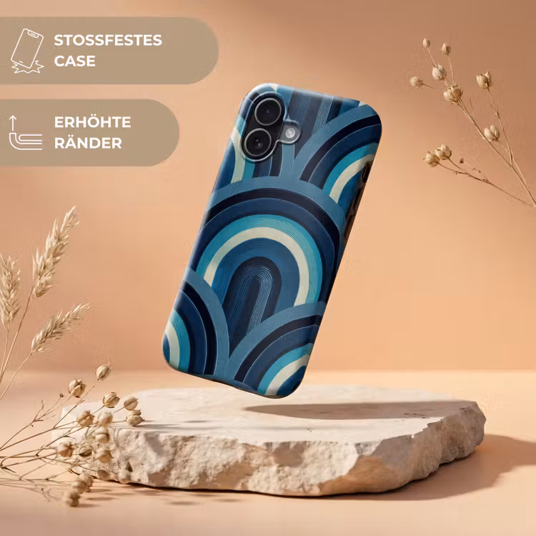 Bogen - Geometrisch - Patroon - Blauw - Retro Toughcase MagSafe Apple iPhone 17 klein 1017 -USP_RandenV_DE