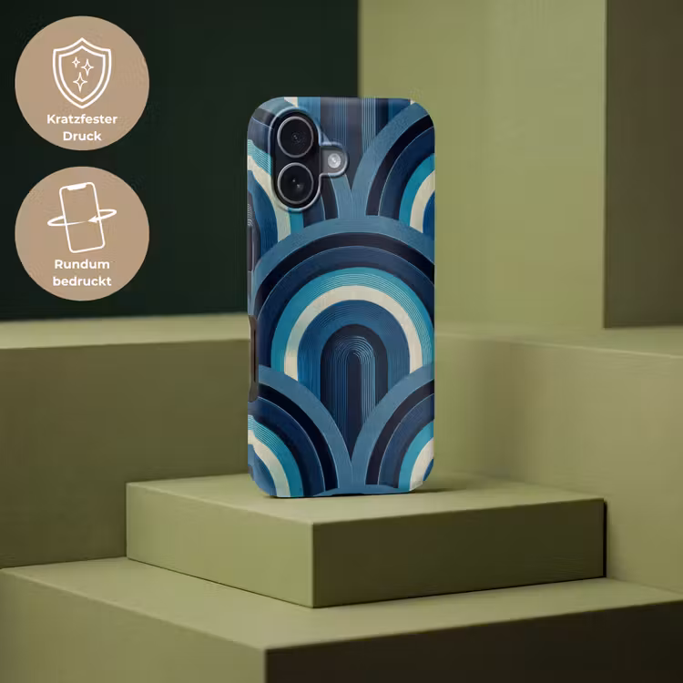 Bogen - Geometrisch - Patroon - Blauw - Retro Toughcase MagSafe Apple iPhone 17 klein 1017 -USP_PrintM_DE