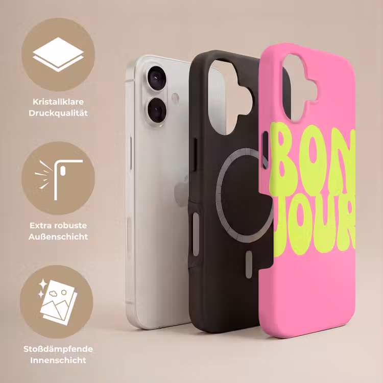 Bonjour - Roze - Fel groen Toughcase MagSafe Apple iPhone 17 klein -USP_Lagen_DE