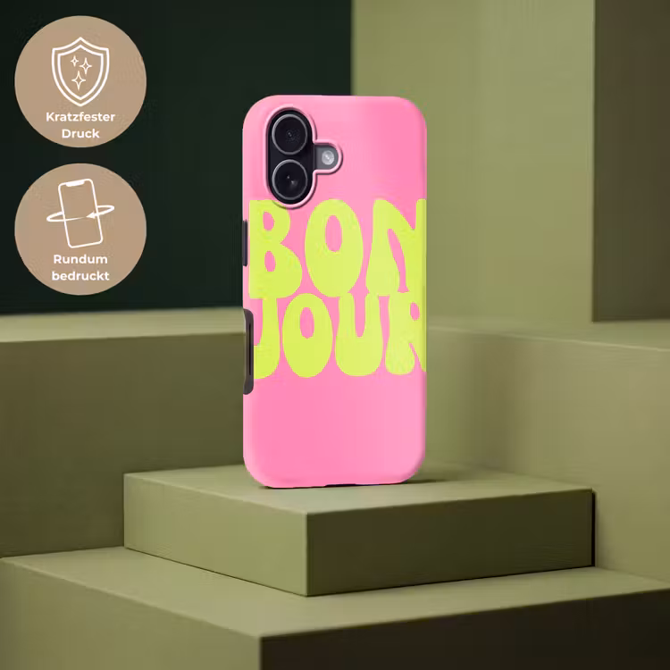 Bonjour - Roze - Fel groen Toughcase MagSafe Apple iPhone 17 klein -USP_PrintM_DE