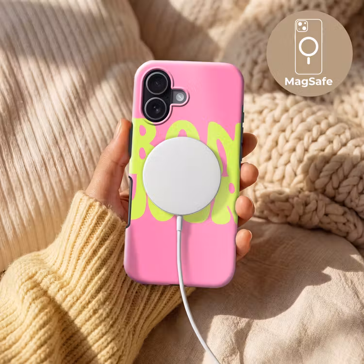 Bonjour - Roze - Fel groen Toughcase MagSafe Apple iPhone 17 klein -USP_MagsafeV