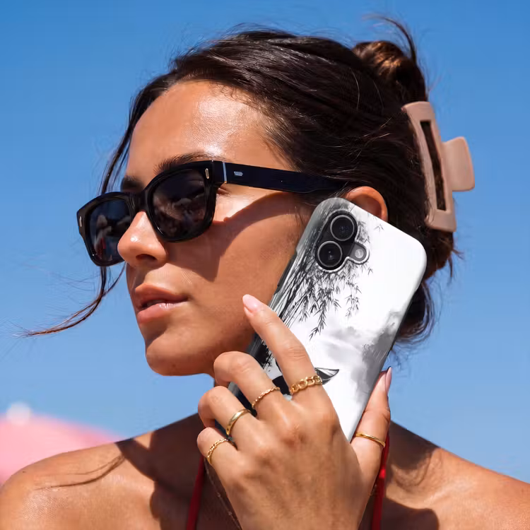 Boot - Rivier - Bamboe - Wit Toughcase MagSafe Apple iPhone 17 klein -Sfeer2V