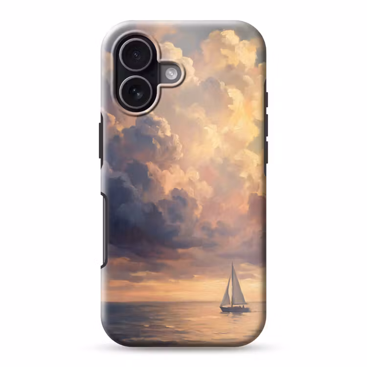 Boot - Zonsondergang - Zee - Natuur - Goud Toughcase MagSafe Apple iPhone 17 klein -3d