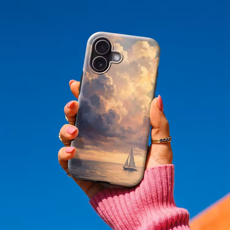 Boot - Zonsondergang - Zee - Natuur - Goud Toughcase MagSafe Apple iPhone 17 klein -Sfeer1V
