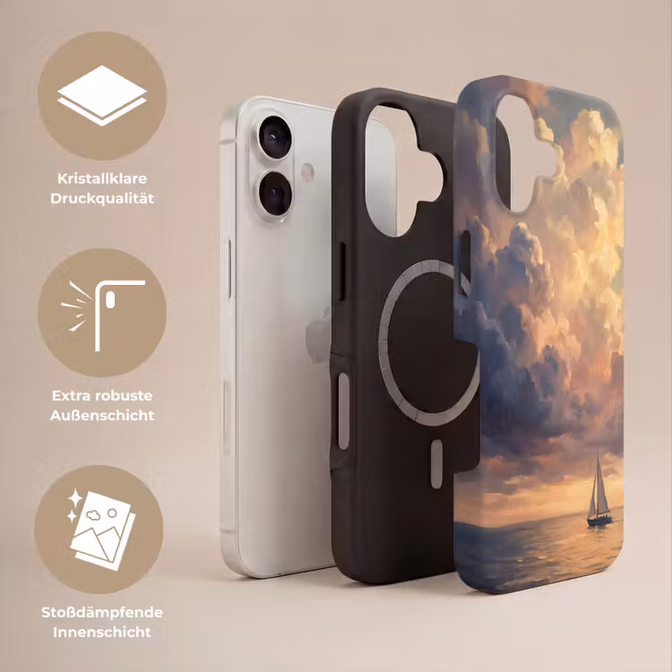Boot - Zonsondergang - Zee - Natuur - Goud Toughcase MagSafe Apple iPhone 17 klein -USP_Lagen_DE
