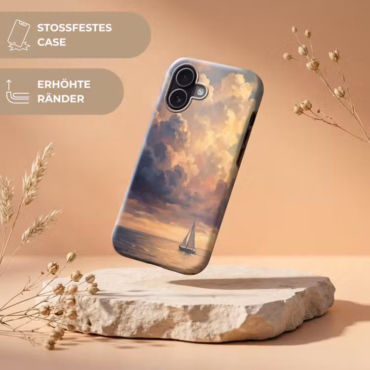 Boot - Zonsondergang - Zee - Natuur - Goud Toughcase MagSafe Apple iPhone 17 klein -USP_RandenV_DE