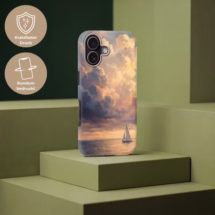 Boot - Zonsondergang - Zee - Natuur - Goud Toughcase MagSafe Apple iPhone 17 klein -USP_PrintM_DE