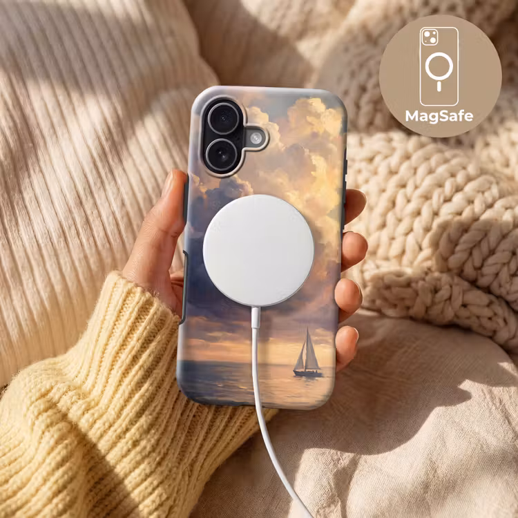 Boot - Zonsondergang - Zee - Natuur - Goud Toughcase MagSafe Apple iPhone 17 klein -USP_MagsafeV