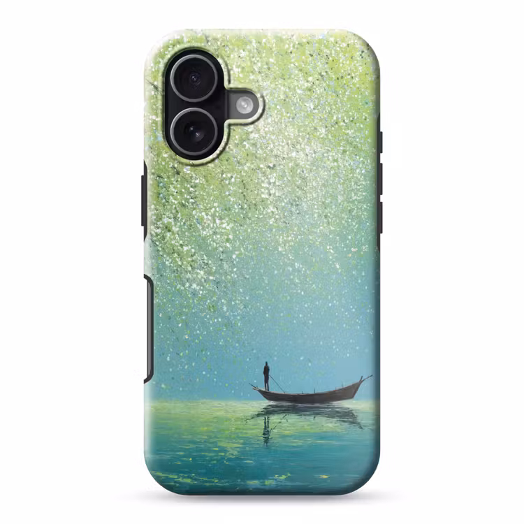 Bootje - Water - Bladeren - Bloesems Toughcase MagSafe Apple iPhone 17 klein -3d
