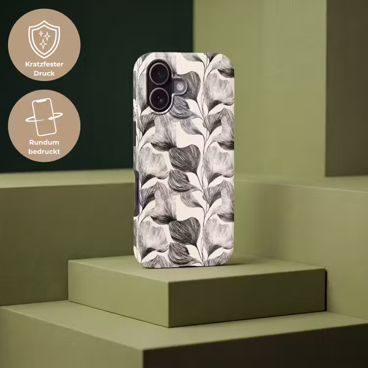 Botanisch - Bladeren - Zwart Toughcase MagSafe Apple iPhone 17 klein 1017 -USP_PrintM_DE