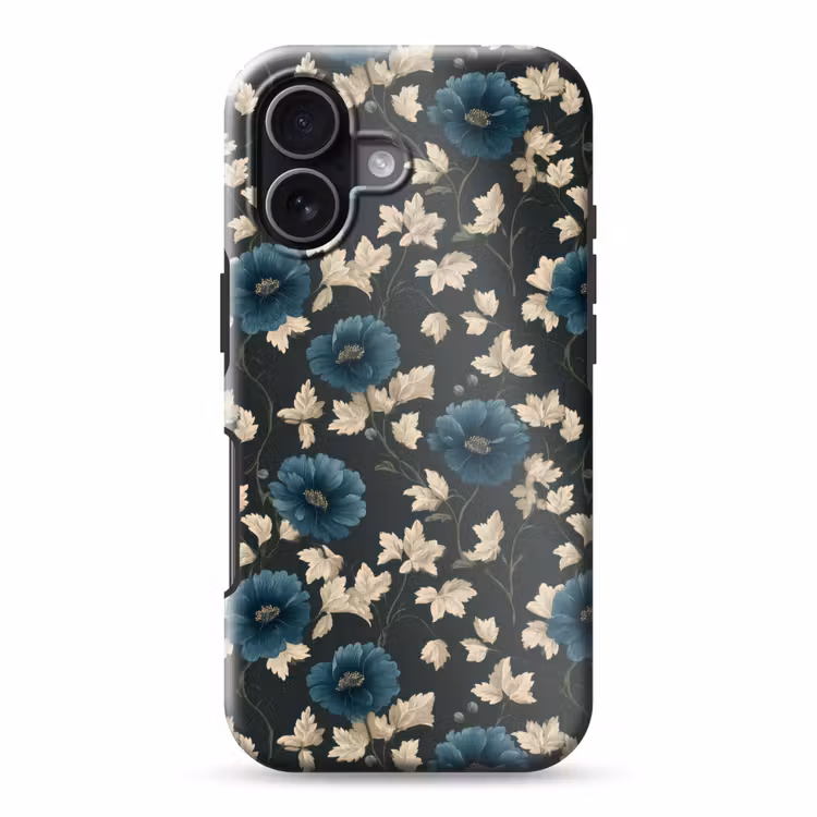 Botanisch - Bloemen - Blauw Toughcase MagSafe Apple iPhone 17 klein 1017 -3d