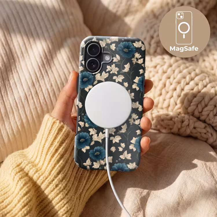 Botanisch - Bloemen - Blauw Toughcase MagSafe Apple iPhone 17 klein 1017 -USP_MagsafeV