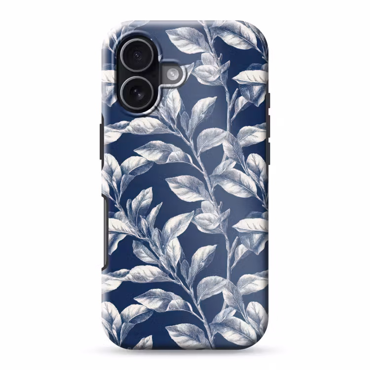 Botanisch - Patroon - Blauw Toughcase MagSafe Apple iPhone 17 klein 1017 -3d