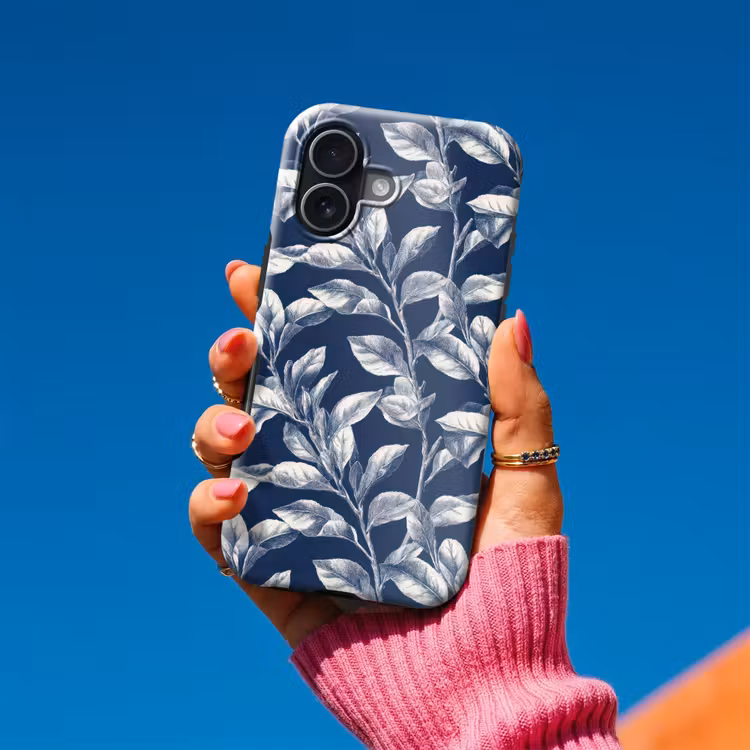 Botanisch - Patroon - Blauw Toughcase MagSafe Apple iPhone 17 klein 1017 -Sfeer1V