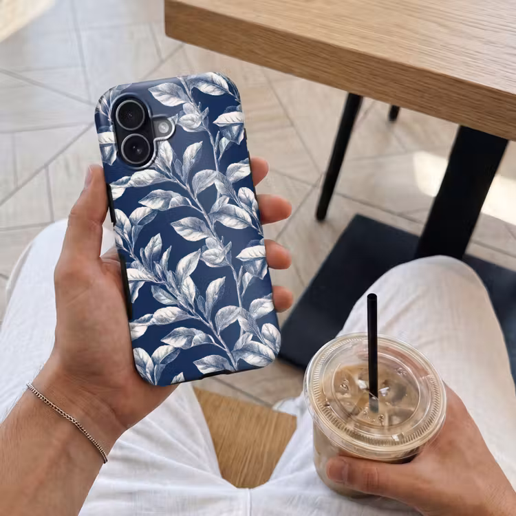 Botanisch - Patroon - Blauw Toughcase MagSafe Apple iPhone 17 klein 1017 -Sfeer1M