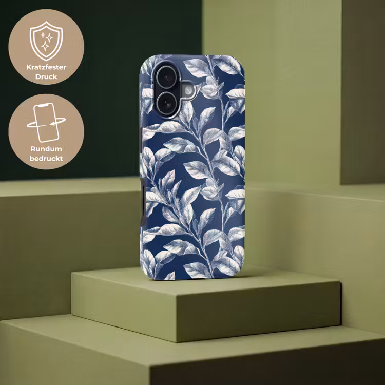 Botanisch - Patroon - Blauw Toughcase MagSafe Apple iPhone 17 klein 1017 -USP_PrintM_DE