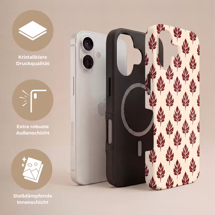 Botanisch - Patroon - Bordeaux Toughcase MagSafe Apple iPhone 17 klein 1017 -USP_Lagen_DE