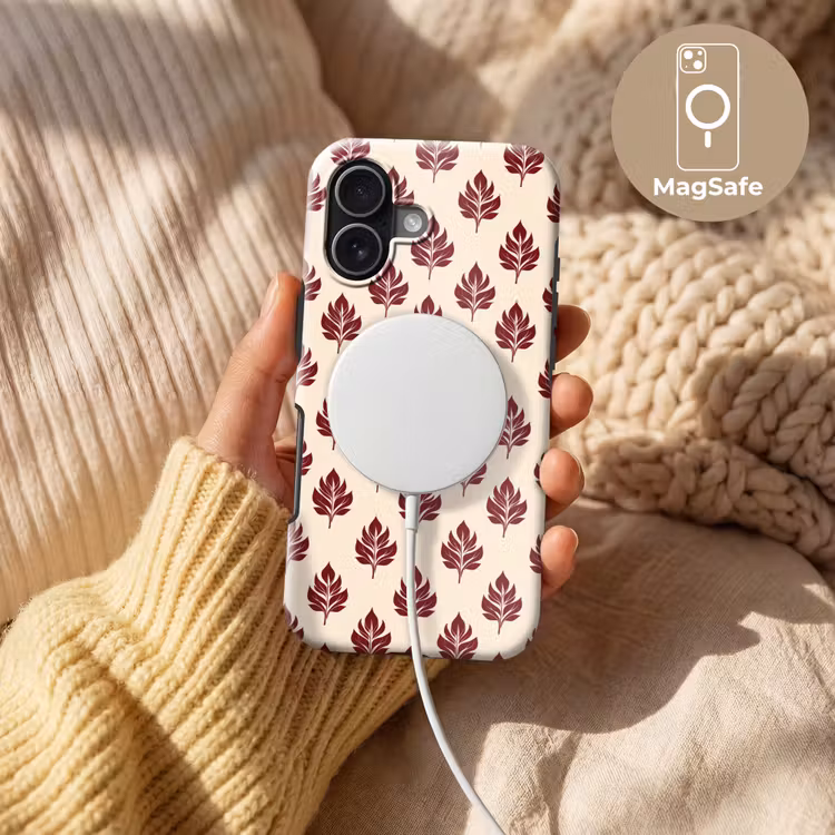 Botanisch - Patroon - Bordeaux Toughcase MagSafe Apple iPhone 17 klein 1017 -USP_MagsafeV