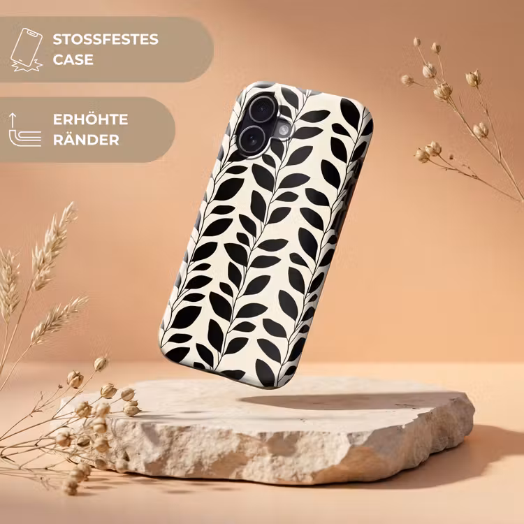 Botanisch - Dessin - Zwart - Beige Toughcase MagSafe Apple iPhone 17 klein 1017 -USP_RandenV_DE
